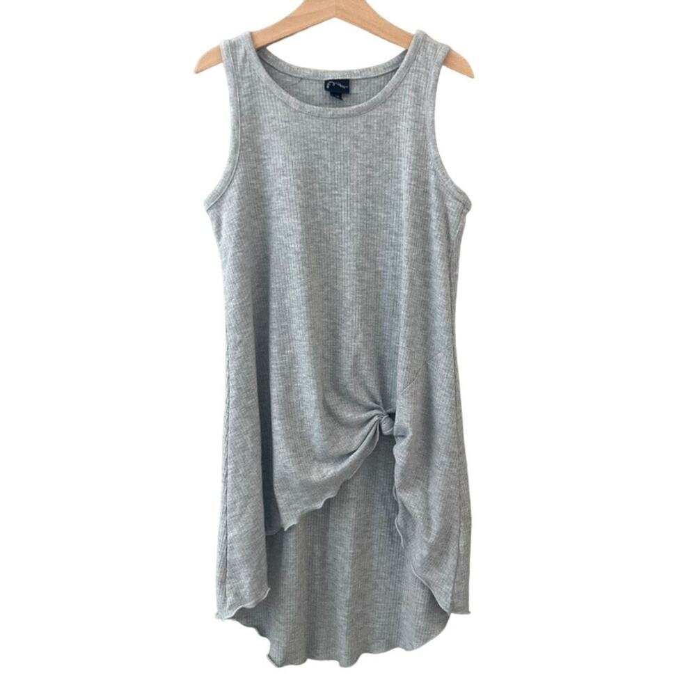 Art Class Sleeveless Ribbed Knotted Tunic Dress - Heather Gray - Medium 7/8